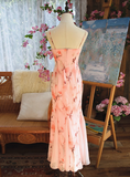 Beautiful Pink Printed Oil Painting V-neck Chiffon Mermaid Prom Dress HZ1022