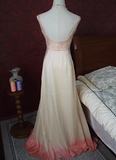 Vintage Beige Beaded Backless 3D Flower Gradient Long Prom Dress HZ1022