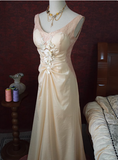 Vintage Beige Beaded Backless 3D Flower Gradient Long Prom Dress HZ1022