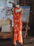 Beautiful Character Print Oil Painting Strapless Chiffon Mermaid Prom Dress HZ1022