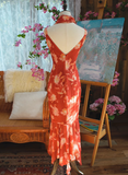 Beautiful Character Print Oil Painting Strapless Chiffon Mermaid Prom Dress HZ1022