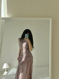 Elegant And Lazy Purple Swing Collar High Slit Chiffon Irregular Prom Dress HZ1022