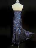 Elegant Navy Halter Neck Embroidered Satin Long Prom Dress HZ1022