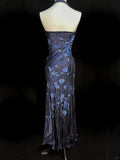 Elegant Navy Halter Neck Embroidered Satin Long Prom Dress HZ1022