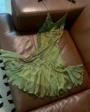 Elegant Green Spaghetti Strap Beaded Chiffon Mermaid Prom Dress HZ1022