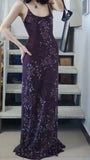 Elegant Purple U-neck Chiffon Beaded Spaghetti Strap Prom Dress HZ1022