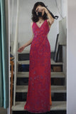 Beautiful Pink Backless Halter Neck High Slit V-neck Prom Dress HZ1022