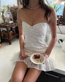 Sweet White Sweetheart Neck Mini 17th Birthday Homecoming Dress HZ1022