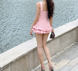 Cute Pink Sleeveless 3D Flower Bud Skirt Mini 16th Birthday Homecoming Dress HZ1022