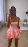 Cute Mini 17th Birthday Dresses Pink Satin Birthday Outfit HZ1022