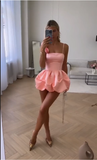 Cute Mini 17th Birthday Dresses Pink Satin Birthday Outfit HZ1022