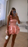 Sexy 17th Birthday Dresses Pink Satin Birthday Outfits For Teens HZ1022