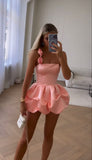 Cute Mini 17th Birthday Dresses Pink Satin Birthday Outfit HZ1022