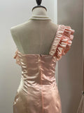 Cute Pink Off-shoulder Satin Tight-fitting Hip 17th Birthday Homecoming Dress HZ1022