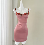 Retro Embroidered Suspenders Slim Fit Hip 17th Birthday Homecoming Dress HZ1022