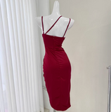 Sexy Satin Halter Waist Print Mermaid Homecoming Dress HZ1022