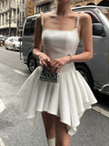 Cute Pearl Strap Square Neck Irregular Skirt 17th Birthday Homecoming Dress HZ1022