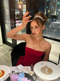 Sexy Burgundy Tube Top Two Piece 17th Birthday Homecoming Dress HZ1022
