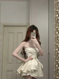 Sweet Tube Top Bow Lace Waist Mini 17th Birthday Homecoming Dress HZ1022