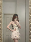 Cute Pink 3D Flower Corset With Bud Skirt 17th Birthday Homecoming Dress HZ1022