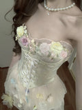 Cute Pink 3D Flower Corset With Bud Skirt 17th Birthday Homecoming Dress HZ1022