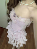 Sweet Pink Strapless Chiffon Bodycon Jellyfish Skirt Homecoming Dress HZ1022