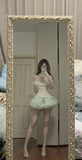 Fresh Green Tulle Herringbone Bustier Mini Homecoming Dress HZ1022