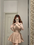 Sweet Pink Halter Neck Bow Satin A-Line Homecoming Dress HZ1022