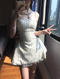 Elegant Square Neck Polka Dot Straps Back Tie Mini Homecoming Dress HZ1022