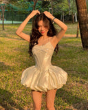 Cute Princess Sling Slim Fishbone Puffy Skirt 17th Birthday Homecoming Dress HZ1022