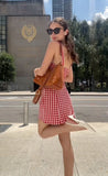 Sweet Checkered Strap Birthday Skirt Homecoming Dress HZ1022