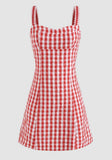 Sweet Checkered Strap Birthday Skirt Homecoming Dress HZ1022