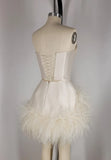 Elegant Satin Tube Top Feather Edge Bodycon 19th Birthday Homecoming Dress HZ1022