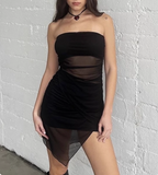 Sexy Black Mesh Backless Homecoming Dress HZ1022