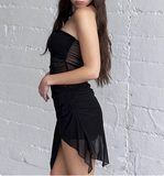 Sexy Black Mesh Backless Homecoming Dress HZ1022