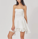 Sweet Ruffle Satin Backless Halter Neck 17th Birthday Homecoming Dress HZ1022