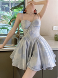Sweet Purple Princess Puffy Strapless Homecoming Dress HZ1022