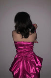 Cute Hot Pink Bandeau Satin Bow 17th Birthday Homecoming Dress HZ1022