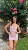 Sexy Pink Strapless Lace Open Back Mini Homecoming Dress HZ1022