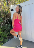 Cute Hot Pink Herringbone Straps Slim Fit Hip 17th Birthday Homecoming Dress HZ1022
