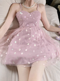 Sweet Pink Sequined Strapless Tulle A-Line Birthday Dress Homecoming Dress HZ1022