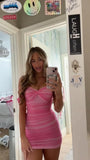 Sweet Pink Off-the-shoulder Tight-fitting Hip 17th Birthday Homecoming Dress HZ1022
