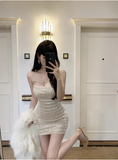 Shiny Bow Sequined Slim Fit Hip 17th Birthday Homecoming Dress HZ1022