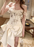 Designer Bow Herringbone Tube Top Satin 17th Birthday Homecoming Dress HZ1022