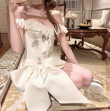 Designer Bow Herringbone Tube Top Satin 17th Birthday Homecoming Dress HZ1022