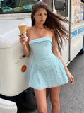 Sweet Polka Dot Lace Tube Top A-Line Homecoming Dress HZ1022