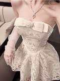 Sweet White Tube Top Lace A-Line 17th Birthday Homecoming Dress HZ1022