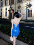 Sexy Royal Blue Backless Sling Slim Fit Hip 17th Birthday Homecoming Dress HZ1022