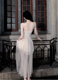 Princess Tube Top One Shoulder Tulle Train 17th Birthday Homecoming Dress HZ1022