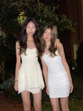 Sweet White Beaded Slingback Neckline Tight Hip 17th Birthday Homecoming Dress HZ1022